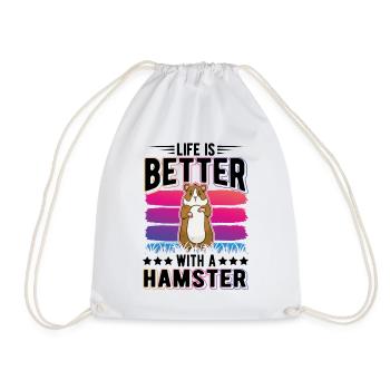 Life is better with a Hamster Golden Hamster Hamster - Drawstring Bag - white - Front