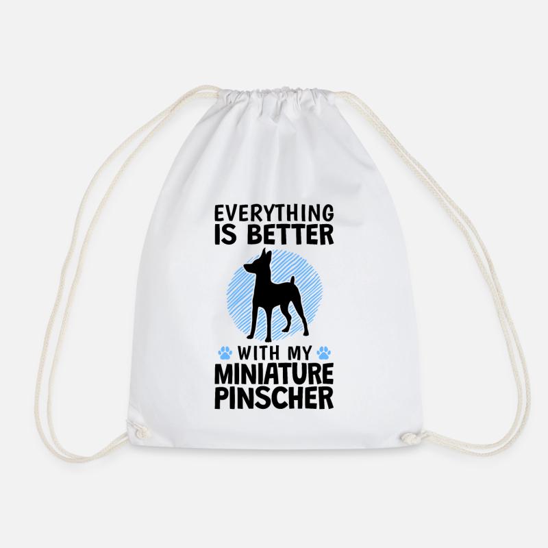 Everything better with Zwergpinscher Pinscher - Drawstring Bag - white
