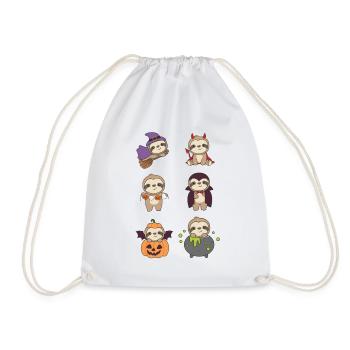 Sloth Halloween Devil Pumpkin Vampire Costume - Drawstring Bag - white - Front