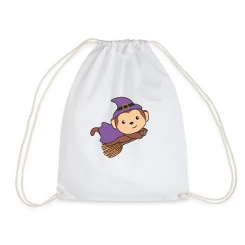 Monkey Halloween Witch Kids Witch Costume - Drawstring Bag - white - Front