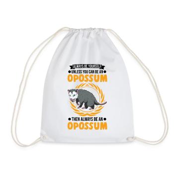 Opossum Gift Possum Pouch Rat - Drawstring Bag - white - Front
