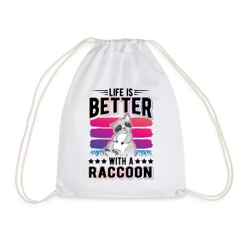 Life is better with a Raccoon Waschbär - Drawstring Bag - white - Front