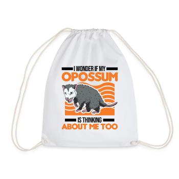 Opossum Possum Pouch Rat - Drawstring Bag - white - Front