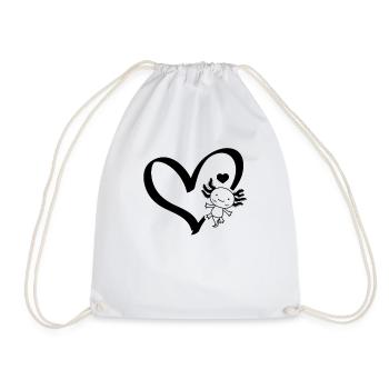 Axolotl Heart Kawaii Axolotl Lover Cute Axolotl - Drawstring Bag - white - Front