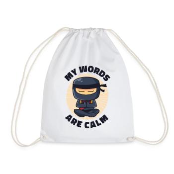 Serenity Ninja Fan Calm Yoga Lover Peaceful - Drawstring Bag - white - Front