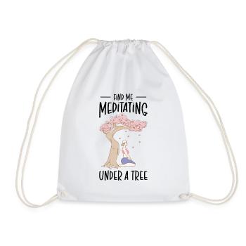 Serenity Meditating Nature Fan Spiritual Yoga - Drawstring Bag - white - Front