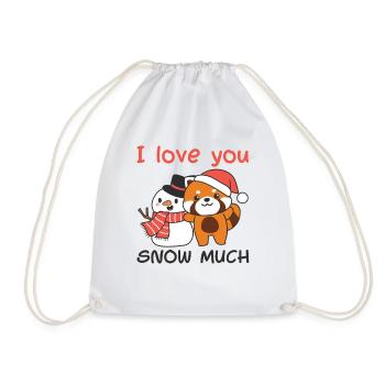 Red Panda I love you snow much snow pun - Drawstring Bag - white - Front