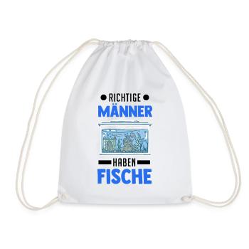 Richtige Männer haben Fische Aquarium Aquaristik - Turnbeutel - Weiß - Vorne