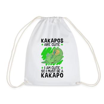 I am a Kakapo flightless parrot - Drawstring Bag - white - Front