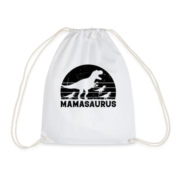 Mamasaurus Rex Dinosaur Triplet Dino - Mom with th - Drawstring Bag - white - Front