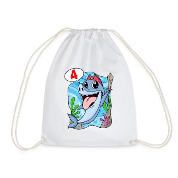Shark Fish Shark Pirate 4 years old Boy - Drawstring Bag - white - Front