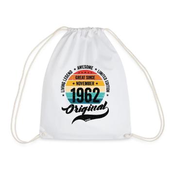 Rétro 60 ans Novembre 1962 Anniversaire Vintage - Sac de sport léger - blanc - Devant