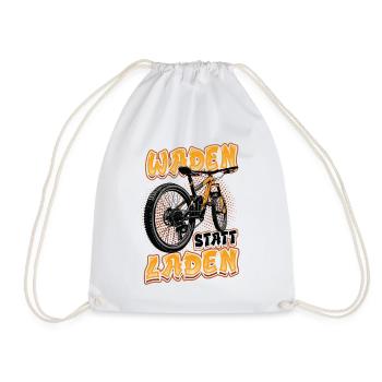 Waden Statt Laden, Mountain Bike, Mtb. - Turnbeutel - Weiß - Vorne