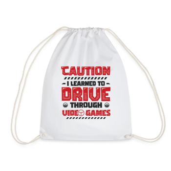 Be careful, I passed the driving test. - Drawstring Bag - white - Front