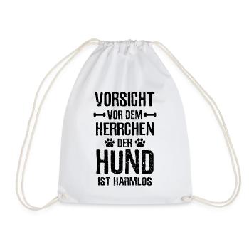 Vorsicht Herrchen Hund ist harmlos Gassi - Turnbeutel - Weiß - Vorne