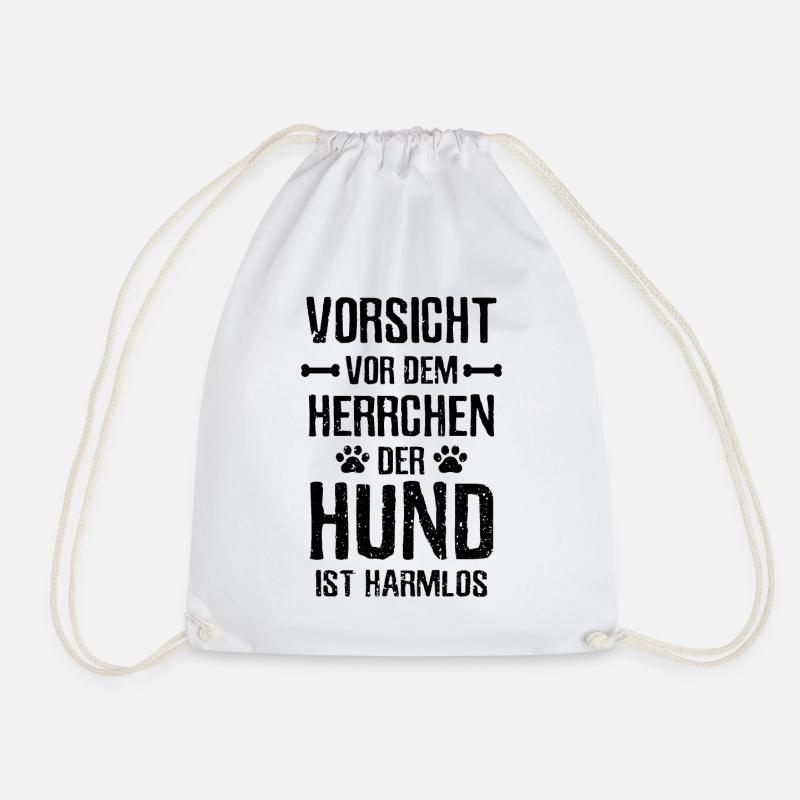 Vorsicht Herrchen Hund ist harmlos Gassi - Turnbeutel - Weiß