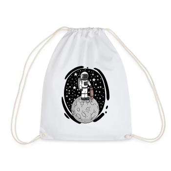 Astronaut with skateboard in space - Drawstring Bag - white - Front