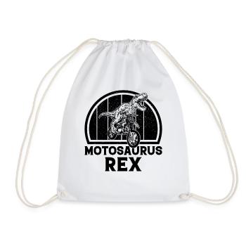 Dirt Bike MotoSaurus Motocross Dinosaur Dirtbike D - Drawstring Bag - white - Front