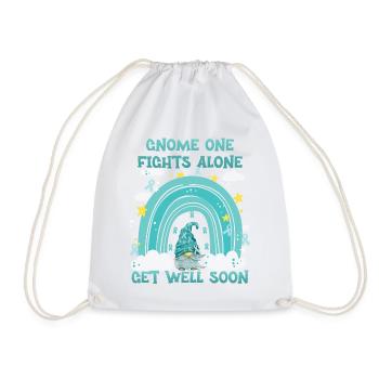 Gnome One Fights Alone Uterine Cancer - Drawstring Bag - white - Front