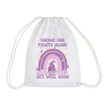 Gnome One Fights Alone Pancreatic Cancer - Drawstring Bag - white - Front
