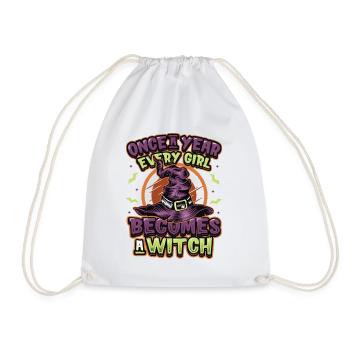 Once every girl becomes a witch on Halloween. - Drawstring Bag - white - Front