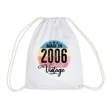 Vintage Made in 2006 Year of Birth 2006 Birthday - Drawstring Bag - white - Front