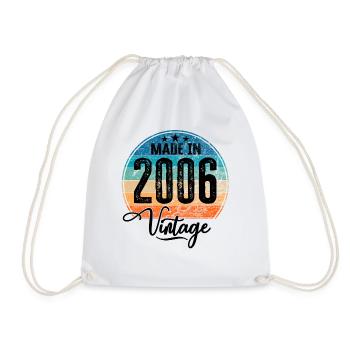 Vintage Made in 2006 Year of Birth 2006 Birthday - Drawstring Bag - white - Front