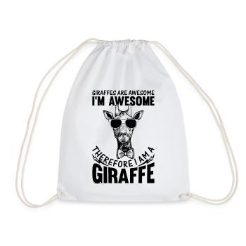Giraffes Are Awesome I'm Awesome Therefore I Am A - Drawstring Bag - white - Front