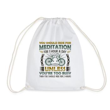 Cycling is my meditation. - Drawstring Bag - white - Front