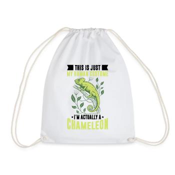 Human Costume Chameleon Lizard Reptile - Drawstring Bag - white - Front