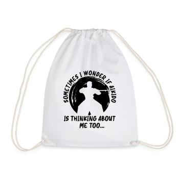 Aikido Sometimes I Fighter Samurai Martial Arts - Drawstring Bag - white - Front