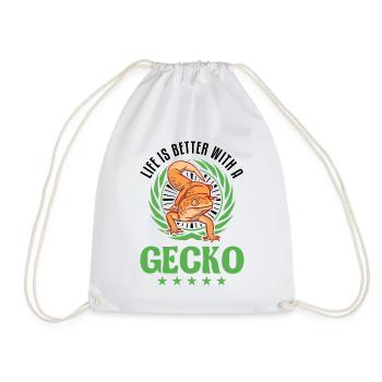 Life is better with a Gecko Leopard gecko - Drawstring Bag - white - Front