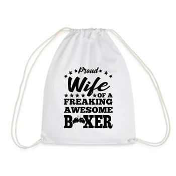 Proud Wife Of A Freaking Awesome Boxers Funny Gift - Drawstring Bag - white - Front