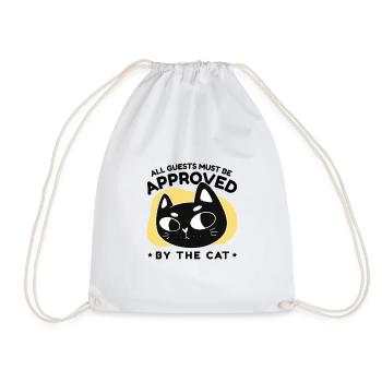 Cat - all guests must be approved by the cat - Drawstring Bag - white - Front