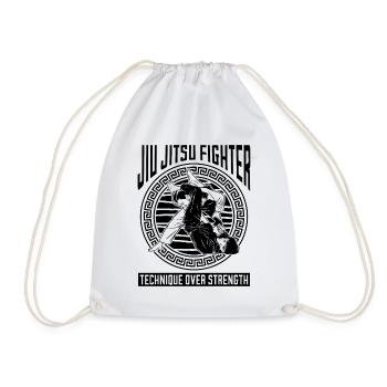 Jiu Jitsu Fighter Technique Over Fighter Fighting - Drawstring Bag - white - Front