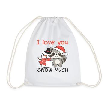 Waschbär I love you snow much schneemann wortspiel - Turnbeutel - Weiß - Vorne