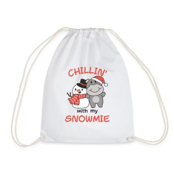 Hippo chillin avec mon bonhomme de neige - Sac de sport léger - blanc - Devant