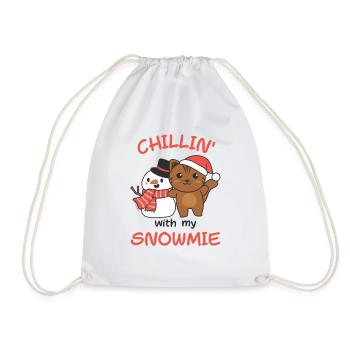 Chat chillin avec mon bonhomme de neige - Sac de sport léger - blanc - Devant