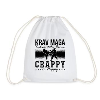 Krav Maga Takes Me From Black Belt Defense Fighter - Drawstring Bag - white - Front