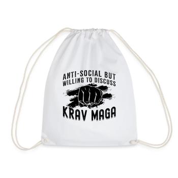 Anti-Social But Krav Maga Martial Arts MMA Fighter - Drawstring Bag - white - Front