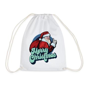 Frohe Weihnachten Weihnachtsmann Daumen hoch Weihnachtsgeschenk - Turnbeutel - Weiß - Vorne