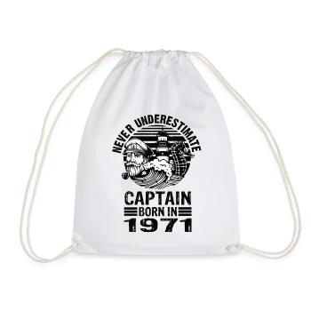 Never Underestimate Captain born in 1971 - Turnbeutel - Weiß - Vorne