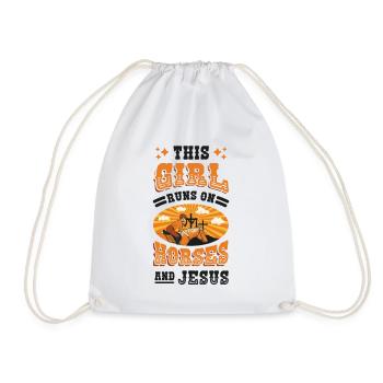 Cette fille court sur des chevaux et Jésus. - Sac de sport léger - blanc - Devant