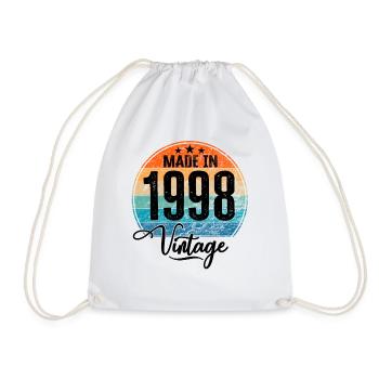Vintage Made in 1998 Year of birth 1998 Birthday - Drawstring Bag - white - Front
