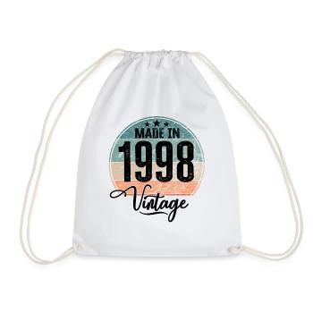 Vintage Made in 1998 Year of birth 1998 Birthday - Drawstring Bag - white - Front