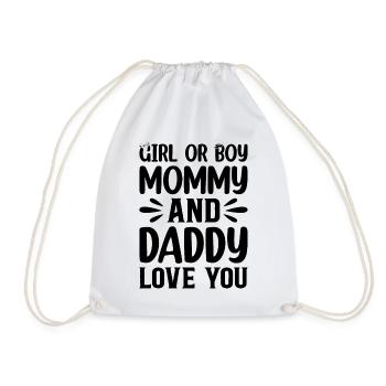 Fille ou garçon Maman et Papa T’aiment Bébé Genre B - Sac de sport léger - blanc - Devant