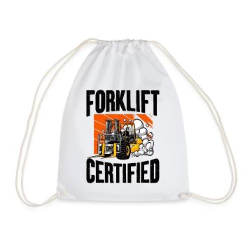 Forklift certified - Drawstring Bag - white - Front