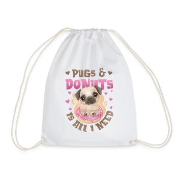 Pug Donut Lover Fille - Sac de sport léger - blanc - Devant