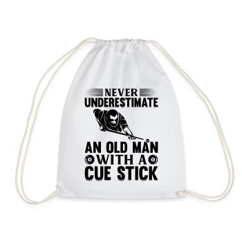Billiard - Never Underestimate an Old Man with a C - Turnbeutel - Weiß - Vorne