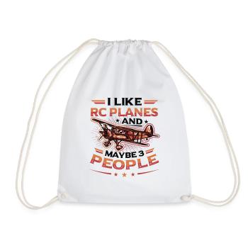 I like rc planes and maybe 3 people - Drawstring Bag - white - Front